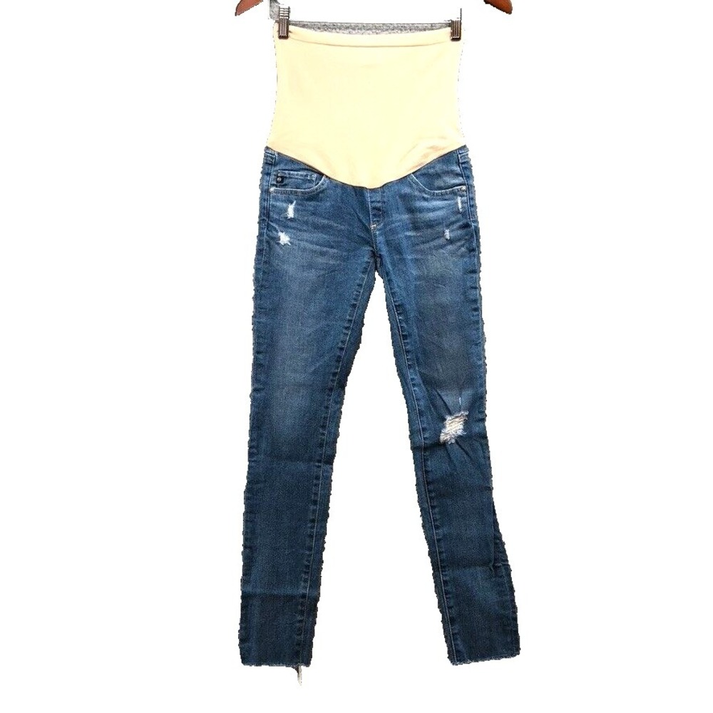 AG Adriano Goldschmied Skinny Maternity Jeans Womens 24 0 Stretch Distressed